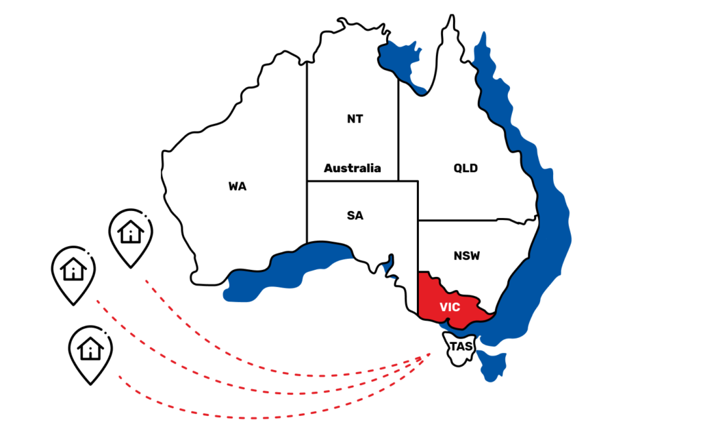 map of australia with focus on Victoria